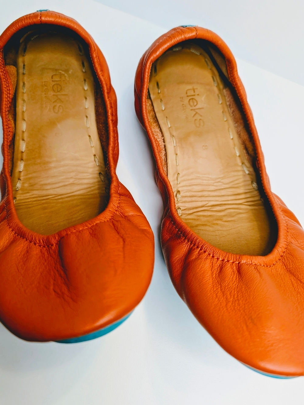Tieks by Gavrieli Orange Tangerine Italian Patent Leather Ballet Flats Sz 8